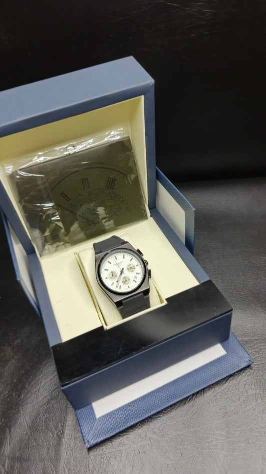 Tissot PRX Rubber Strap ( Black-Silver)