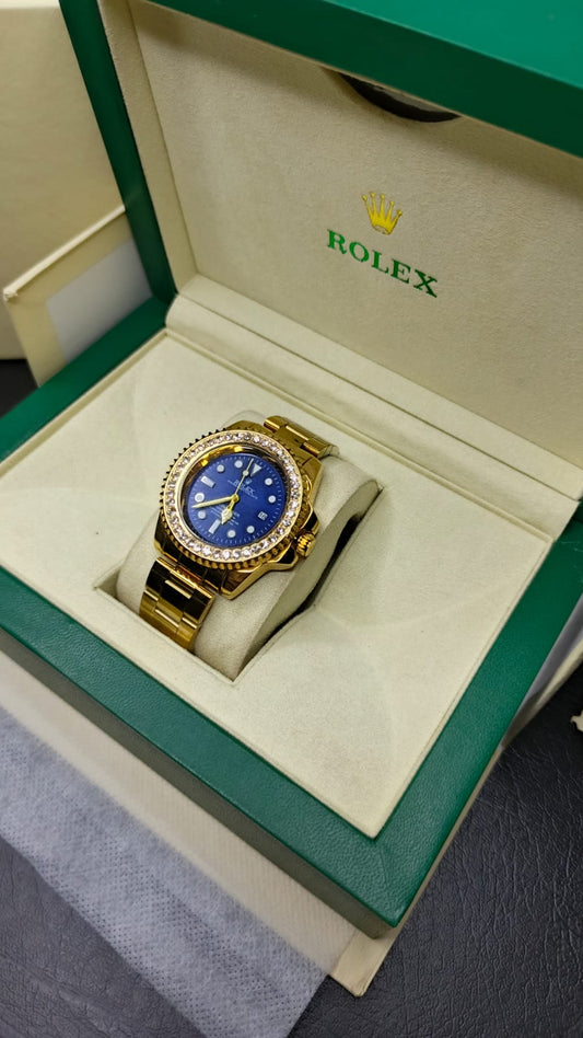 Rolex Submariner Diamond Rotating  (Gold-Blue)