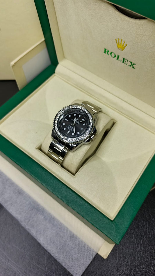 Rolex Submariner Diamond Rotating  (Silver-Black)